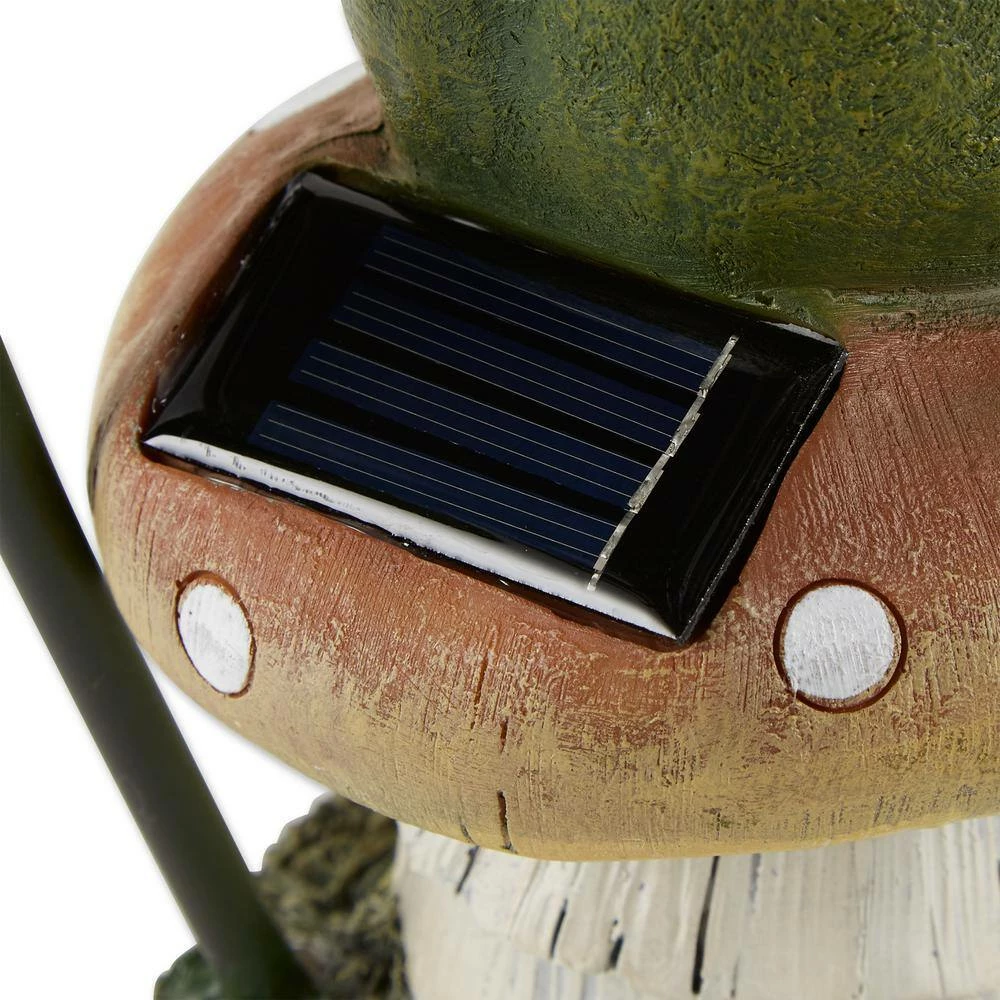 Zingz & Thingz 7 in. x 8.5 in. x 15.5 in. Frog on a Mushroom Solar Statue - Image 3
