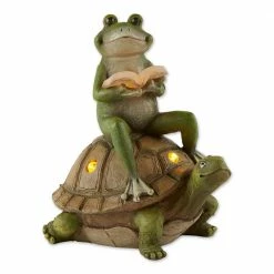 Zingz & Thingz 10.5 in. x 7 in. x 11 in. Frog and Turtle Solar Statue