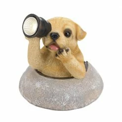 Zingz & Thingz 6.75 in. x 6.75 in. x 7 in. Puppy with Telescope Solar Light