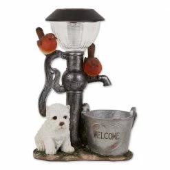 Zingz & Thingz 8.5 in. x 4.5 in. x 12.25 in. Little Pup and Water Pump Solar Light