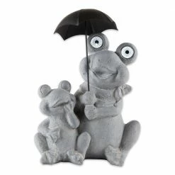 Zingz & Thingz 11 in. x 8 in. x 16 in. Frogs Under Umbrella Solar Decoration
