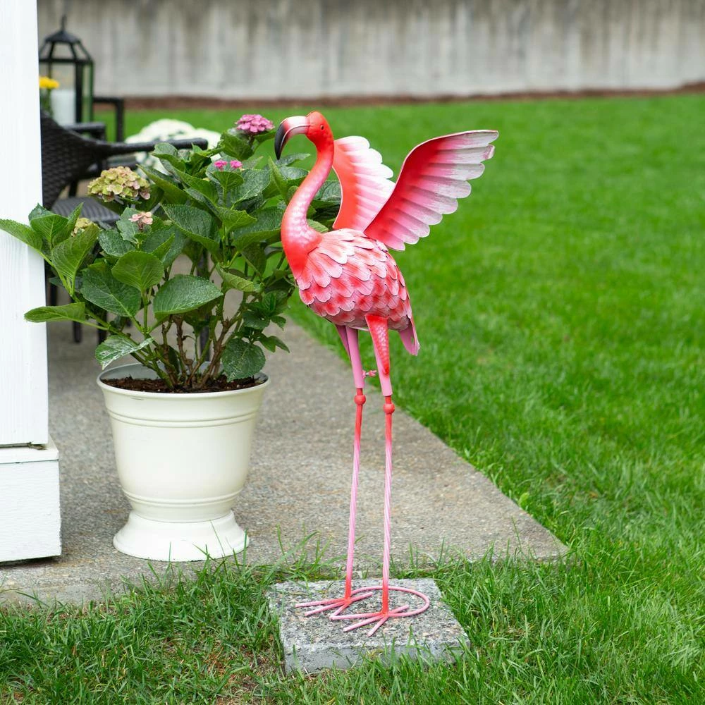 Zingz & Thingz 17 in. x 10 in. x 27.5 in. Flying Flamingo Metal Decor - Image 4