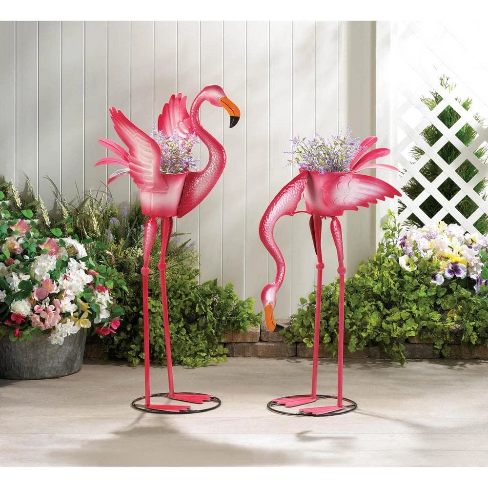 Zingz & Thingz 8.75 in. x 10.5 in. x 35.62 in. Tropical Tango Flamingo Statue - Image 3