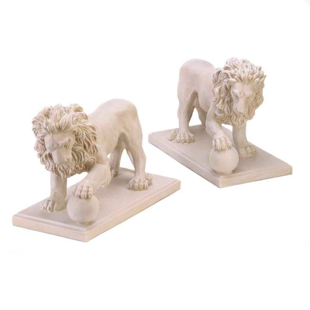 Zingz & Thingz 16 in. x 8.5 in. x 12 in. Regal Lion Statue (Set of 2)
