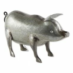 Zingz & Thingz Galvanized Pig Sculpture