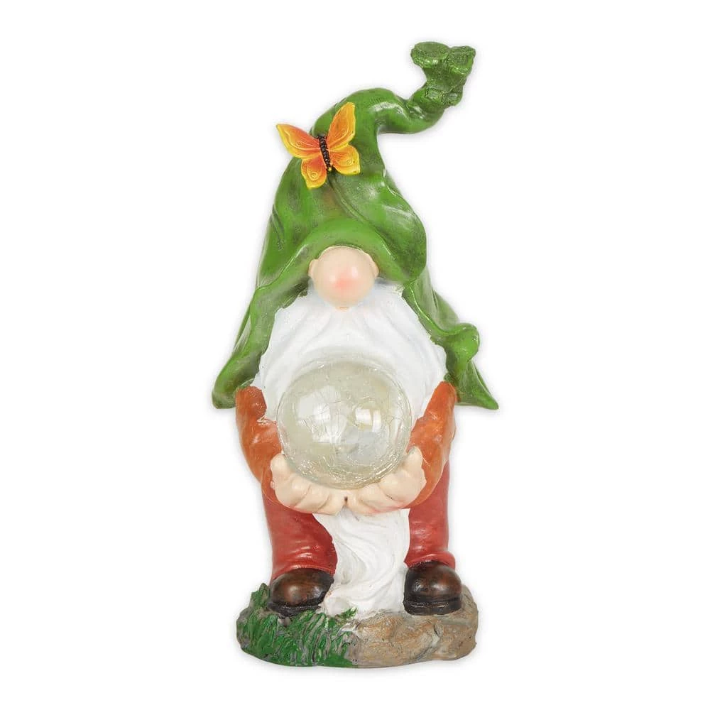 Zingz & Thingz Gnome Holding Orb Solar Statue