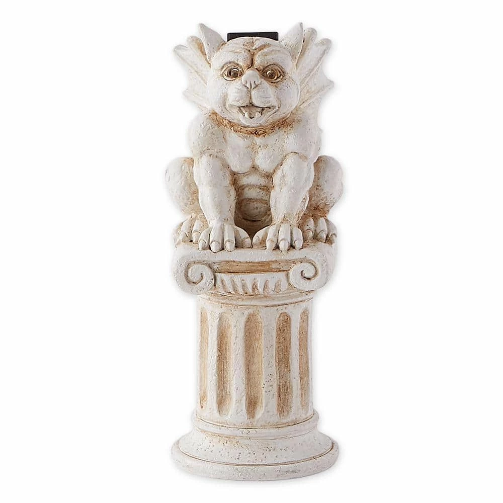 Zingz & Thingz Gargoyle Pedestal with Solar Light