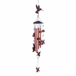 Zingz & Thingz 5 in. x 5 in. x 34 in. Fluttering Iron Hummingbirds Chimes