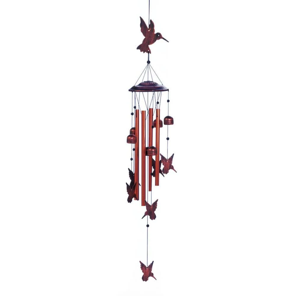 Zingz & Thingz 5 in. x 5 in. x 34 in. Fluttering Iron Hummingbirds Chimes